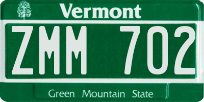 VT license plate ZMM702