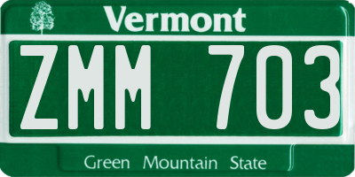 VT license plate ZMM703