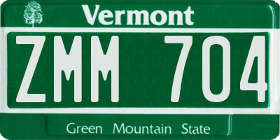 VT license plate ZMM704