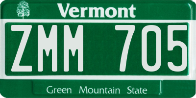 VT license plate ZMM705