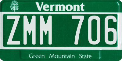 VT license plate ZMM706