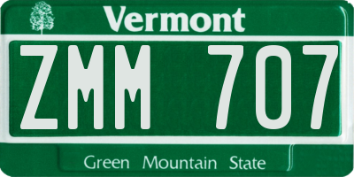 VT license plate ZMM707