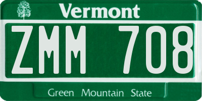 VT license plate ZMM708