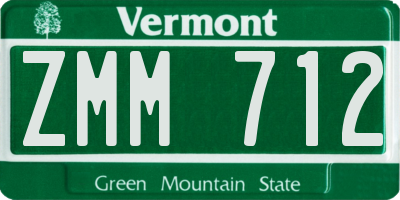 VT license plate ZMM712