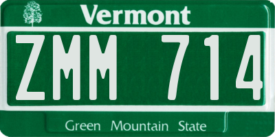 VT license plate ZMM714