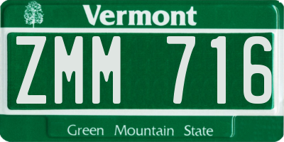 VT license plate ZMM716