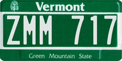 VT license plate ZMM717