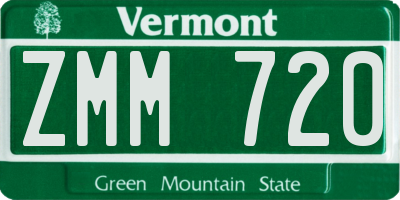 VT license plate ZMM720