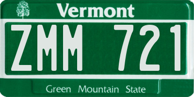 VT license plate ZMM721