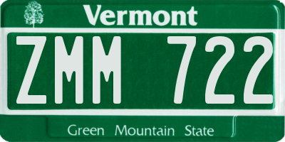 VT license plate ZMM722