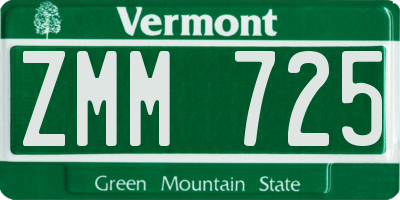 VT license plate ZMM725