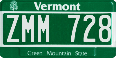VT license plate ZMM728