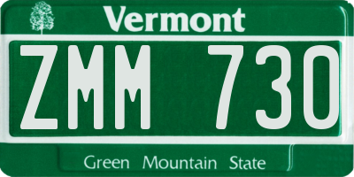 VT license plate ZMM730