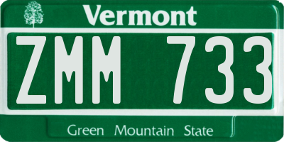 VT license plate ZMM733