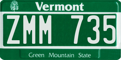 VT license plate ZMM735