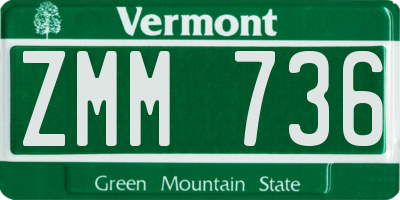 VT license plate ZMM736
