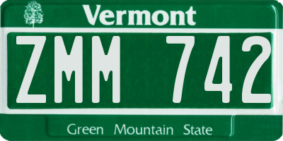 VT license plate ZMM742
