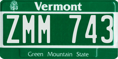 VT license plate ZMM743