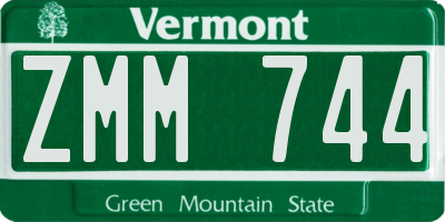 VT license plate ZMM744
