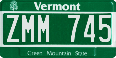 VT license plate ZMM745
