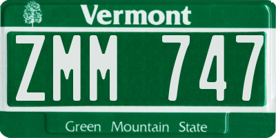 VT license plate ZMM747