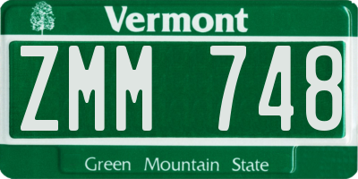 VT license plate ZMM748