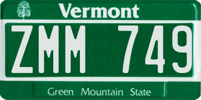 VT license plate ZMM749