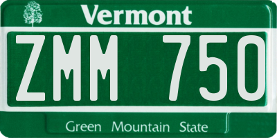 VT license plate ZMM750