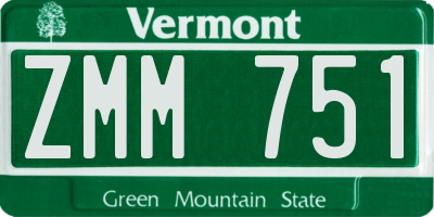 VT license plate ZMM751