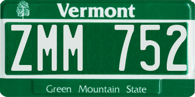VT license plate ZMM752