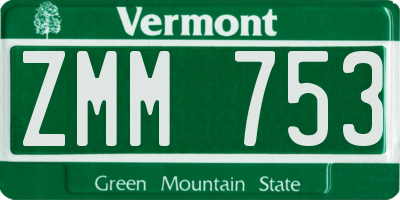 VT license plate ZMM753