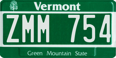 VT license plate ZMM754