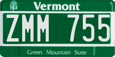 VT license plate ZMM755