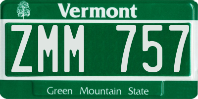 VT license plate ZMM757