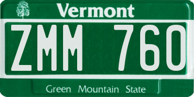 VT license plate ZMM760