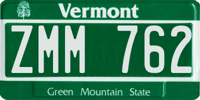 VT license plate ZMM762