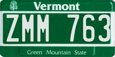VT license plate ZMM763