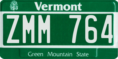 VT license plate ZMM764