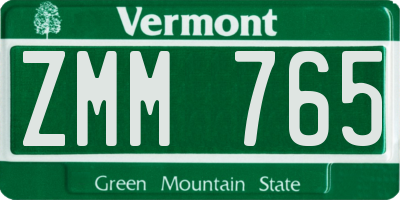 VT license plate ZMM765
