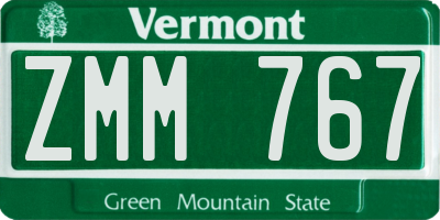 VT license plate ZMM767