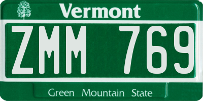 VT license plate ZMM769