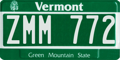 VT license plate ZMM772