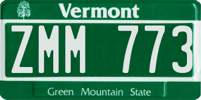 VT license plate ZMM773