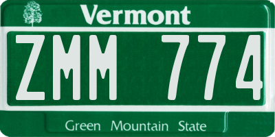 VT license plate ZMM774
