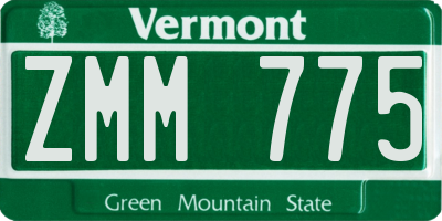 VT license plate ZMM775