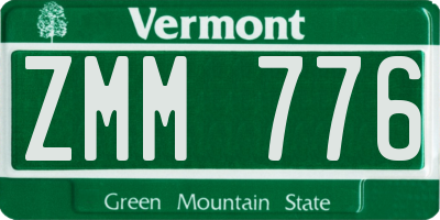 VT license plate ZMM776
