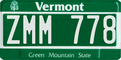 VT license plate ZMM778