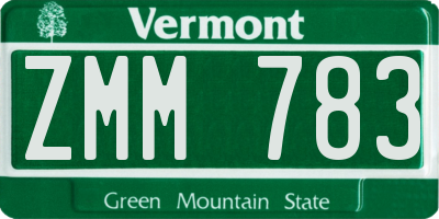 VT license plate ZMM783