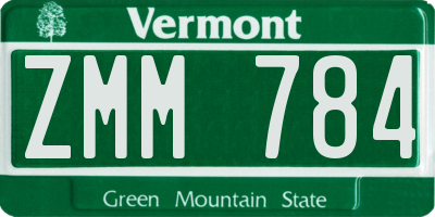 VT license plate ZMM784
