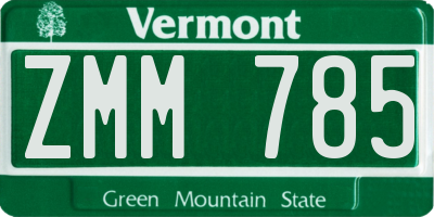 VT license plate ZMM785